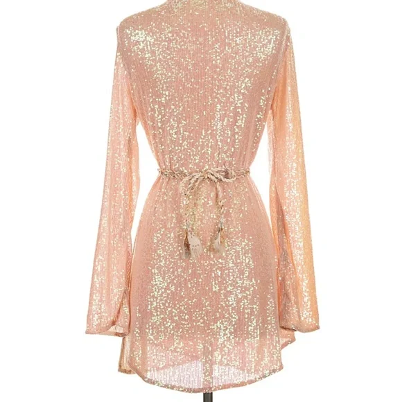 Free People Disco Daydream Sequin Kimono Dress Small | Boho Glam - Picture 2 of 15